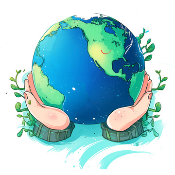 世界地球日卡通插画地球元素