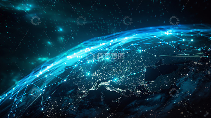 高清大图下载【趣麦麦图】网络覆盖地球表面背景