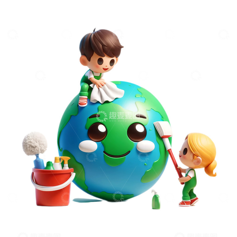 高清大图下载【趣麦麦图】世界地球日卡通3D素材