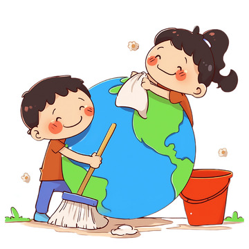 地球日卡通人物素材