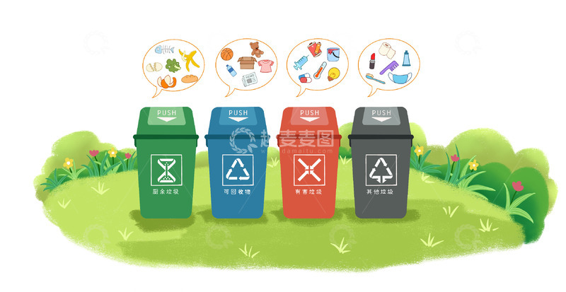 源文件下载【趣麦麦图】-垃圾分类垃圾桶城市环保卫生