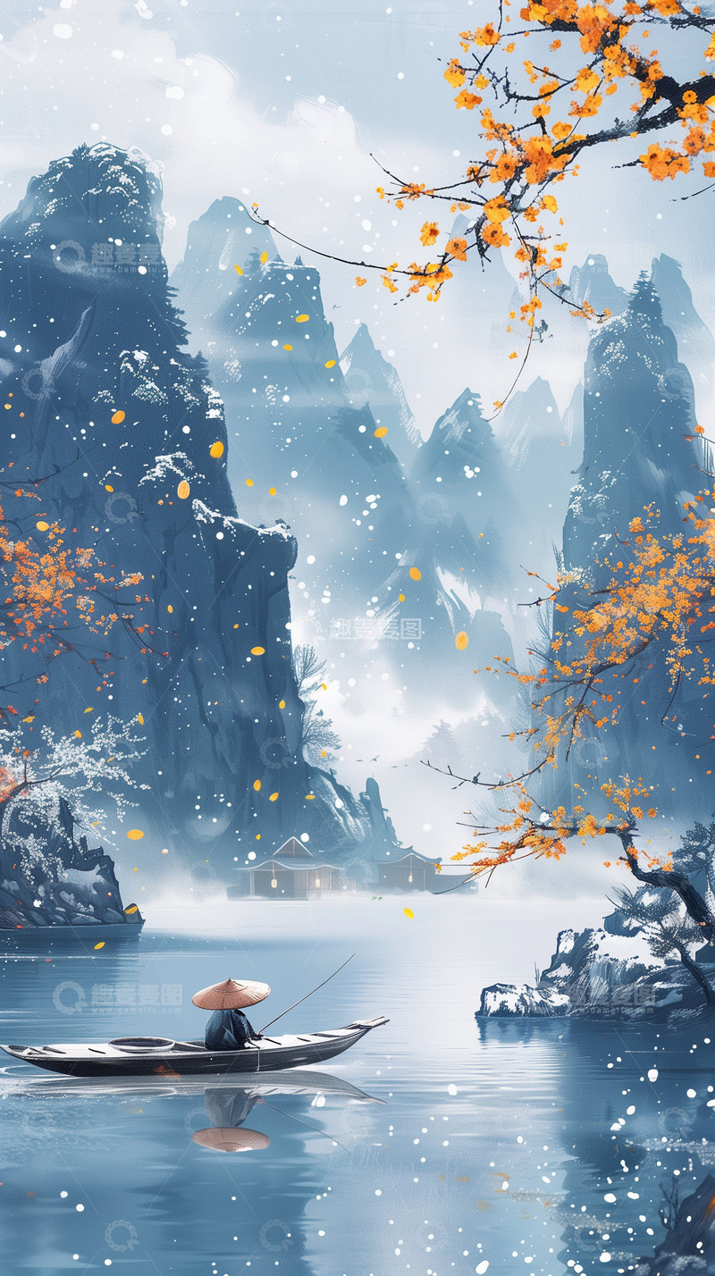 高清大图下载【趣麦麦图】冬季山水背景