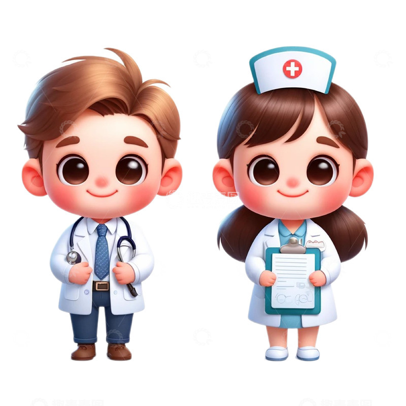 高清大图下载【趣麦麦图】世界卫生日卡通医护人员