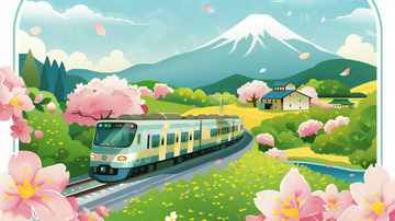 旅途风景插画背景