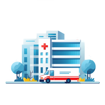 医院救护车卡通插画