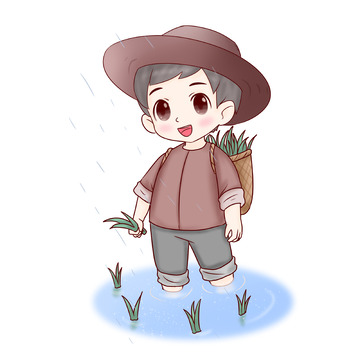 谷雨农耕场景人物