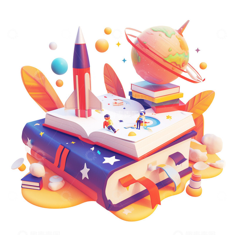 3D读书书籍看书阅读图标