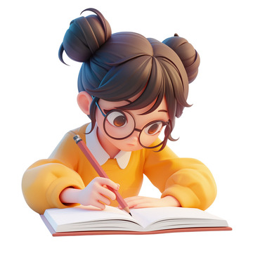 在写作业的小女孩