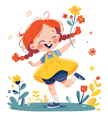 扎麻花辫的快乐女孩