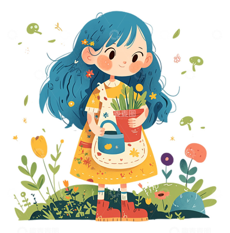 高清大图下载【趣麦麦图】春日女孩与鲜花