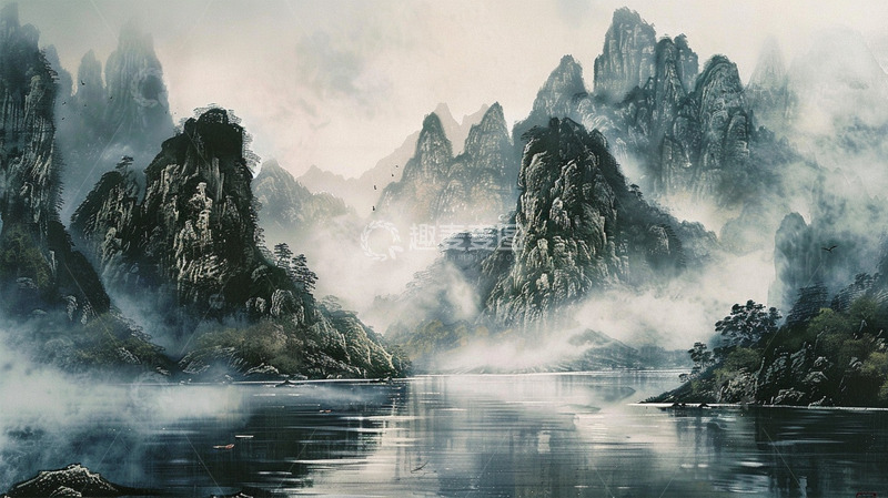 高清大图下载【趣麦麦图】中国风山水云自然唯美场景