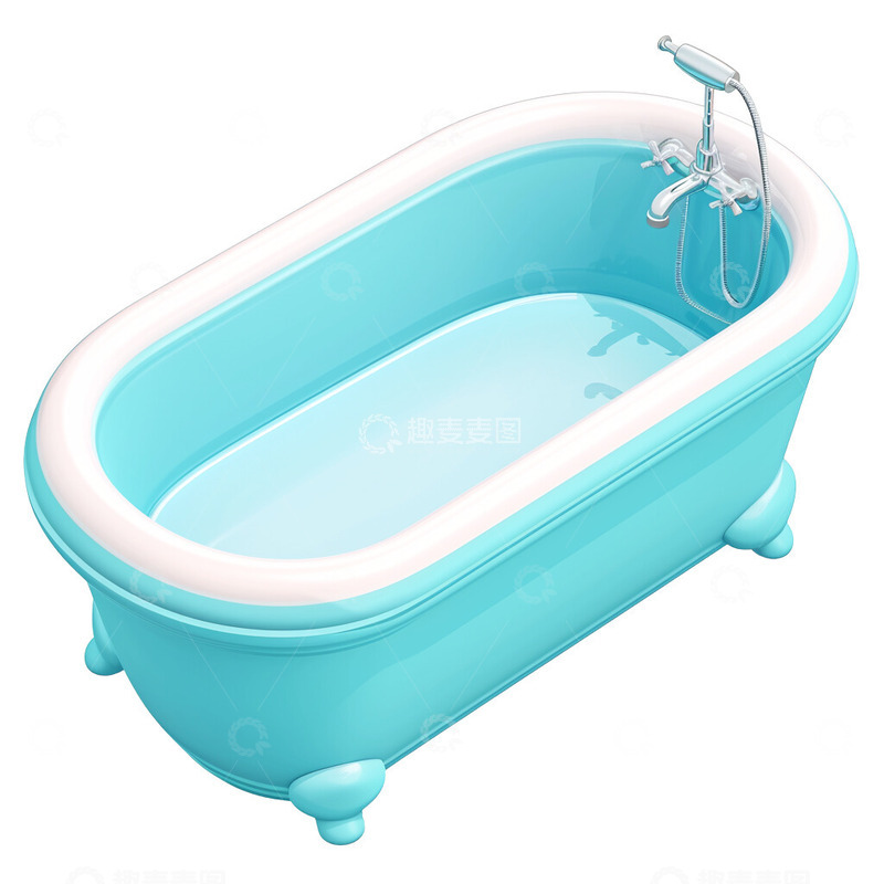 高清大图下载【趣麦麦图】3D蓝色浴缸卡通