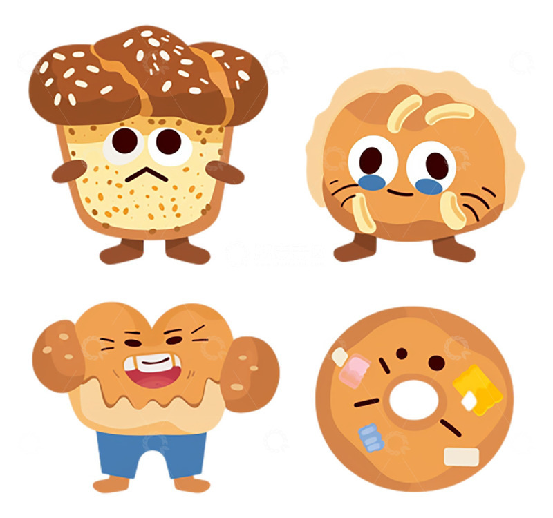 高清大图下载【趣麦麦图】四个甜点可爱拟人