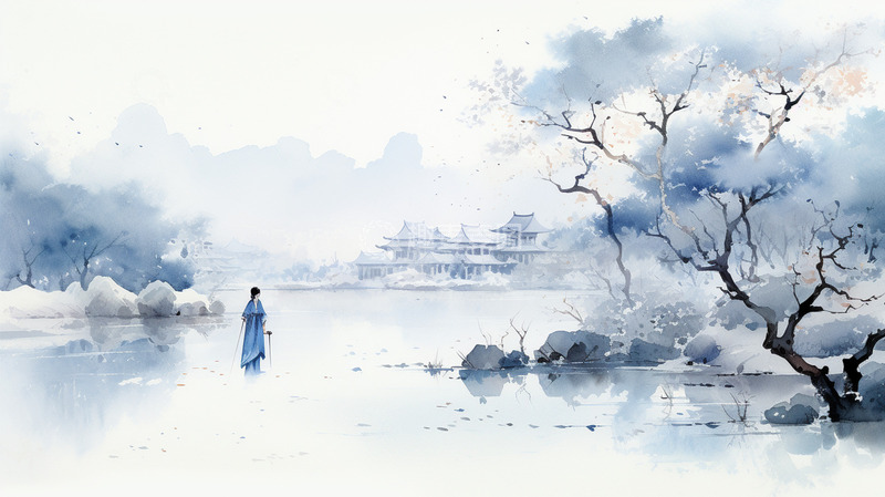 高清大图下载【趣麦麦图】水墨中国风植物建筑人物唯美场景