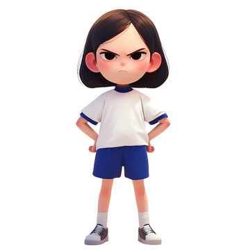 生气的女学生