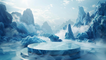 山雾水汽大理石圆台