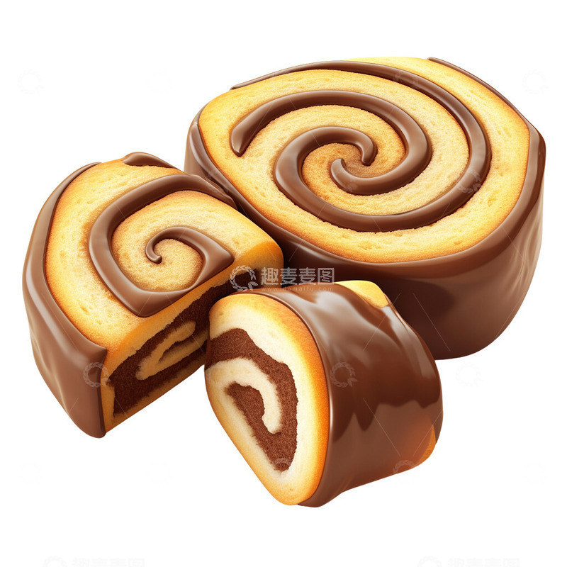 高清大图下载【趣麦麦图】巧克力美味的瑞士卷面包蛋糕