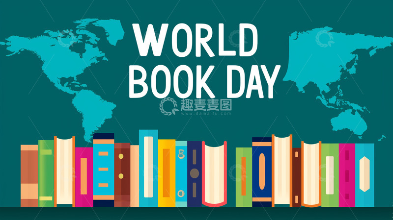 高清大图下载【趣麦麦图】世界阅读日扁平插画背景素材