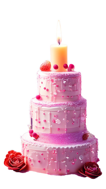粉色多层生日蛋糕