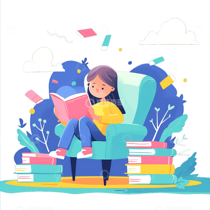 高清大图下载【趣麦麦图】世界读书日卡通人物
