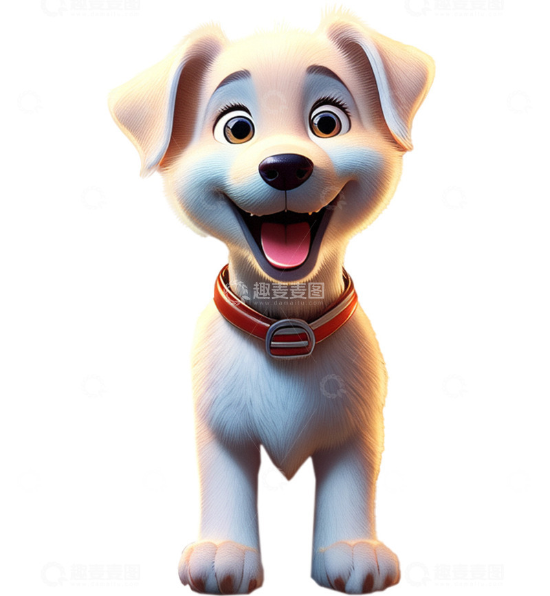 高清大图下载【趣麦麦图】卡通白色可爱小狗