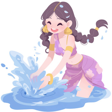泼水节卡通人物素材
