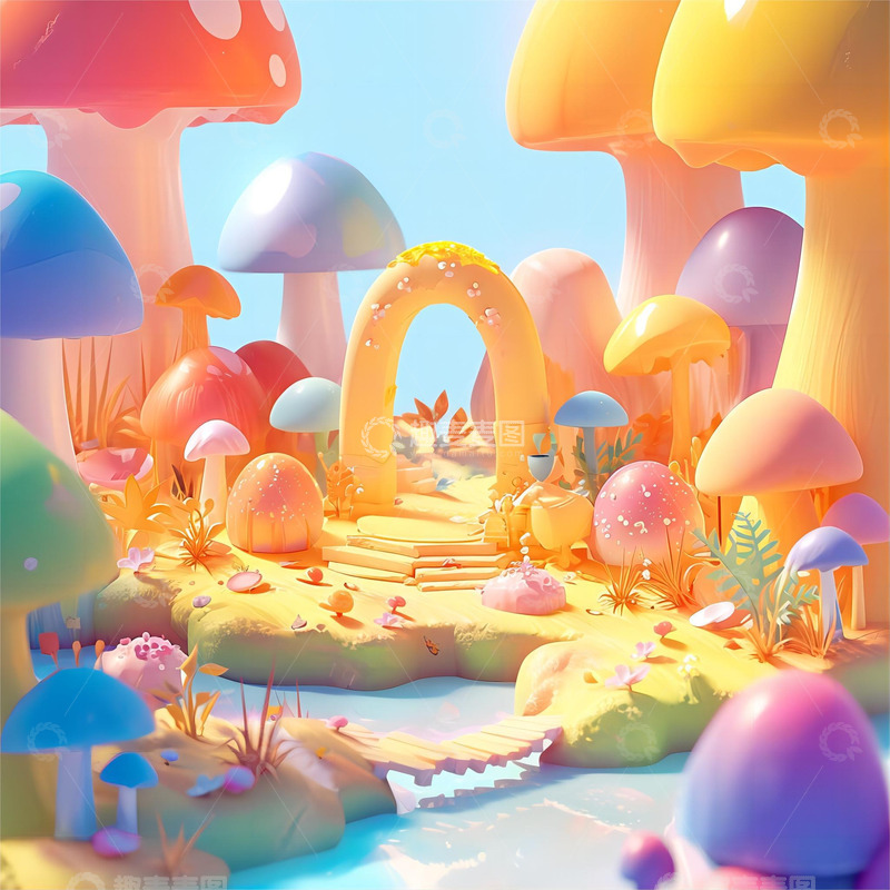 高清大图下载【趣麦麦图】手绘卡通蘑菇展台