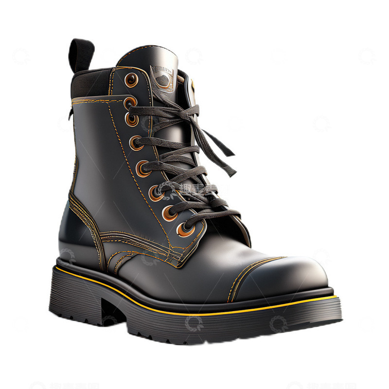 高清大图下载【趣麦麦图】3D立体卡通真实马丁靴靴子黑色