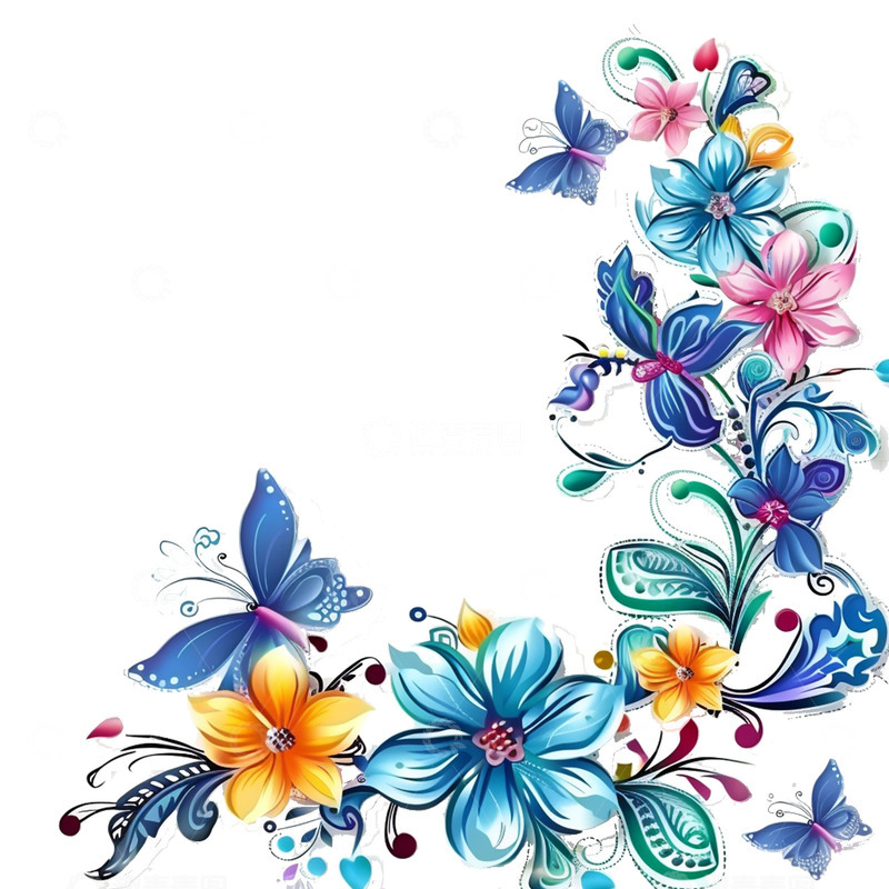 高清大图下载【趣麦麦图】创意蝴蝶花朵装饰图案