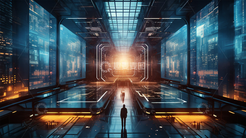 高清大图下载【趣麦麦图】科技场景未来蓝色科幻商务