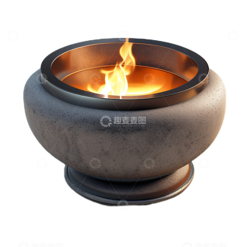 高清大图下载【趣麦麦图】3D立体卡通真实火盆铁质