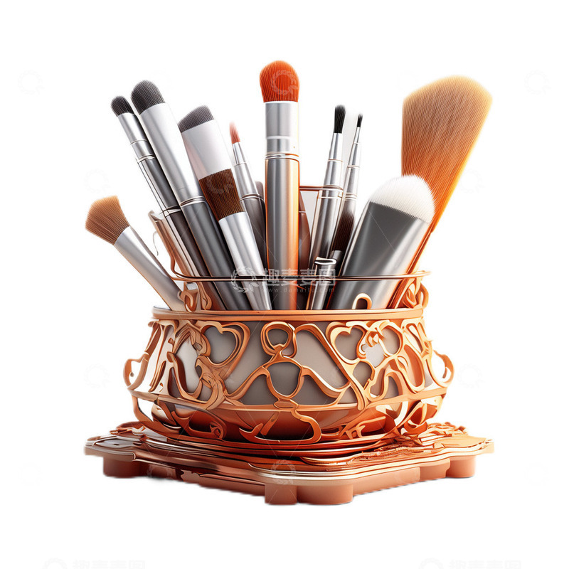 高清大图下载【趣麦麦图】3D立体卡通笔筒化妆刷金丝刷子