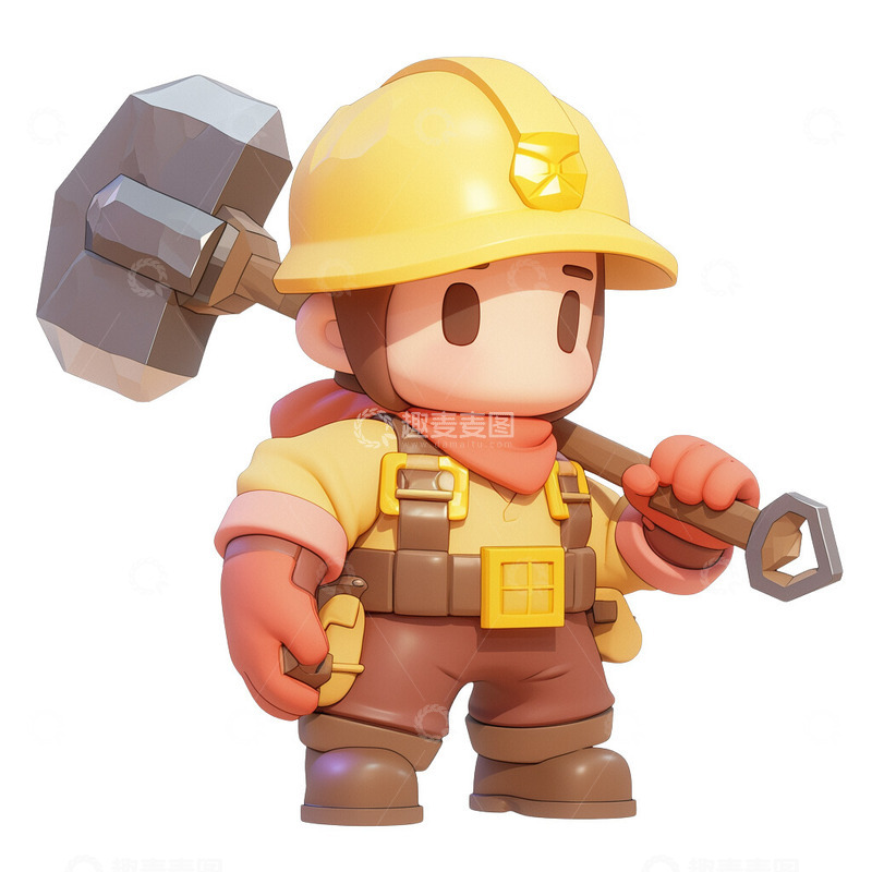 高清大图下载【趣麦麦图】矿工挖矿职业3D图标2
