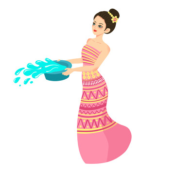 泼水节嬉水人物美女