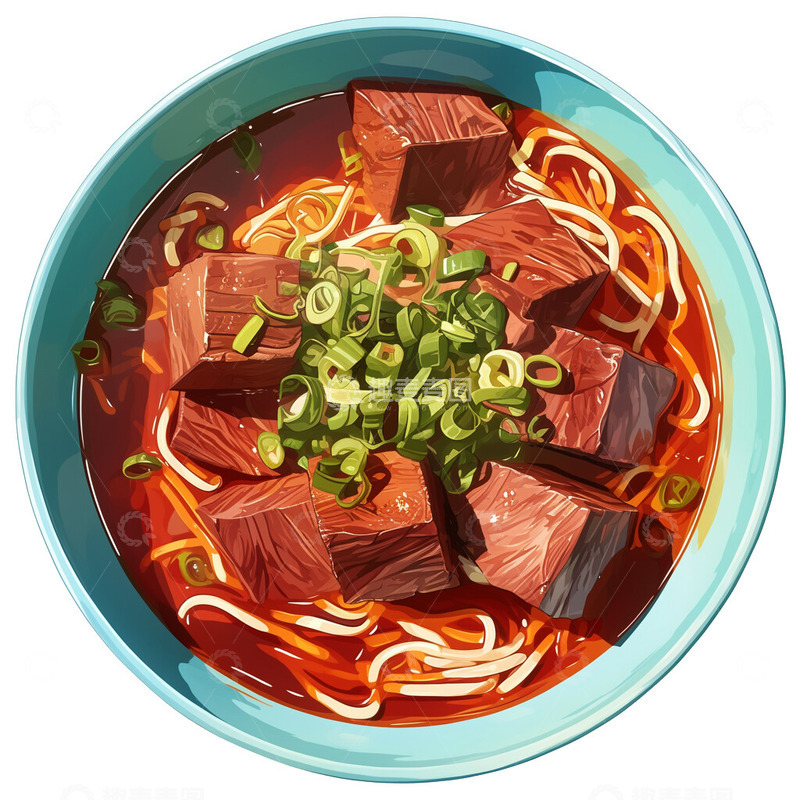 高清大图下载【趣麦麦图】牛肉面美食红烧牛肉面插画