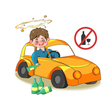 手绘禁止酒后驾车