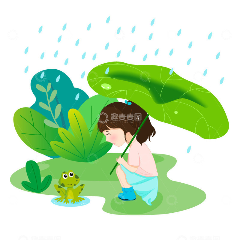 源文件下载【趣麦麦图】谷雨人物手插画