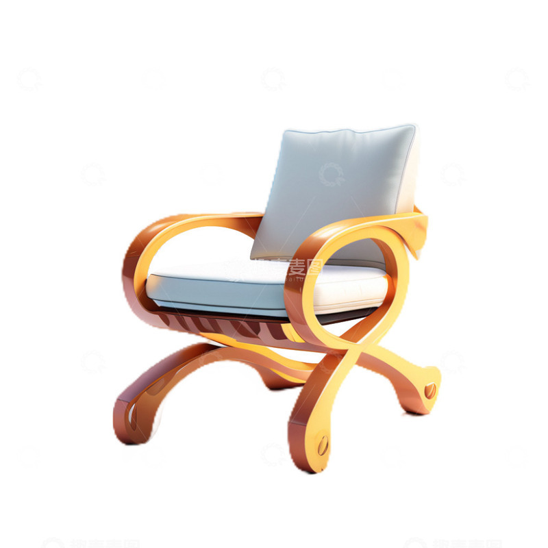 高清大图下载【趣麦麦图】3D立体真实白色椅子木质扶手