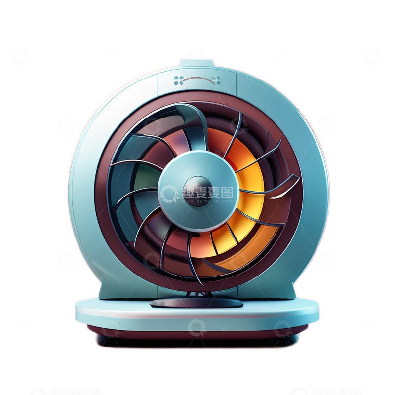 3D立体卡通蓝色小风扇电风扇
