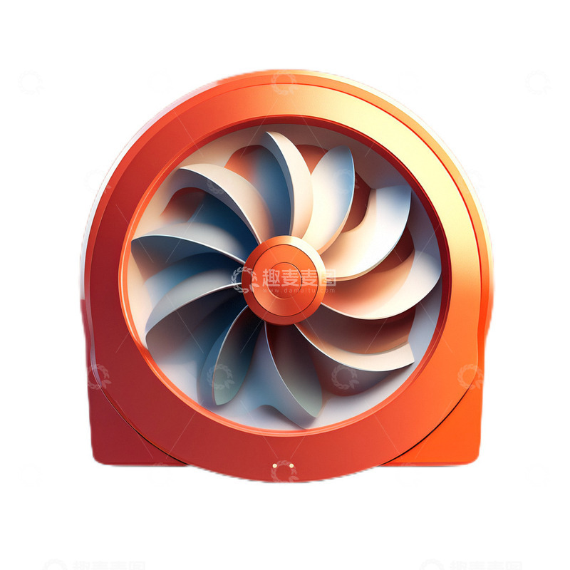 3D立体卡通橙色小风扇电风扇