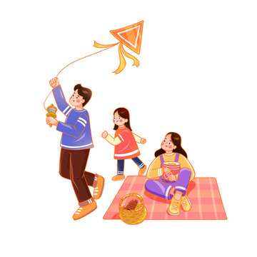 春游放风筝家人元素