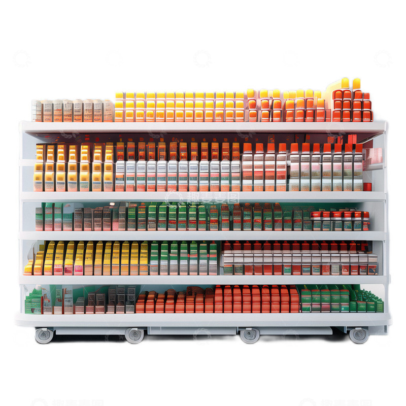 高清大图下载【趣麦麦图】3D立体超市零食货架食品