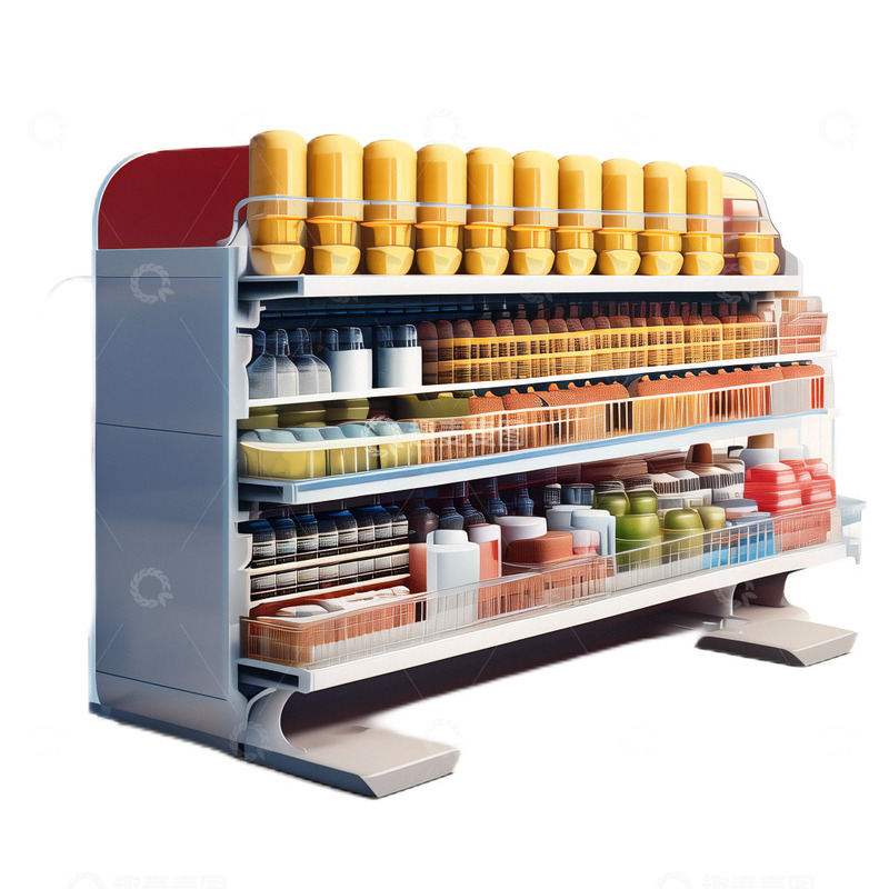 高清大图下载【趣麦麦图】3D立体超市零食货架食品金属