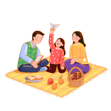 春季一家人露营元素