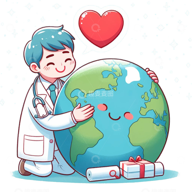 高清大图下载【趣麦麦图】可爱医生卫生日卡通素材