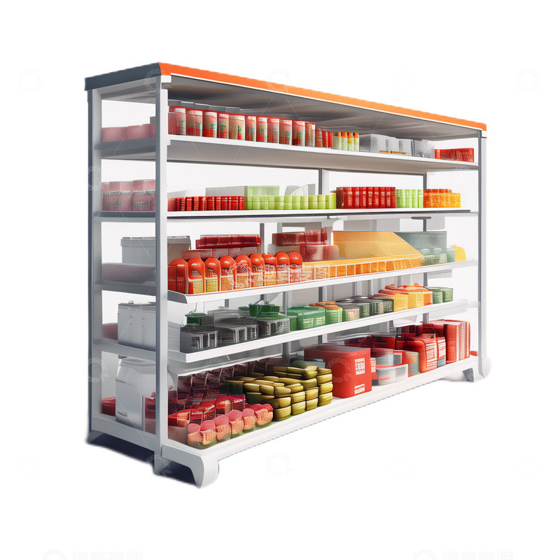 高清大图下载【趣麦麦图】3D立体超市零食货架食品金属架子