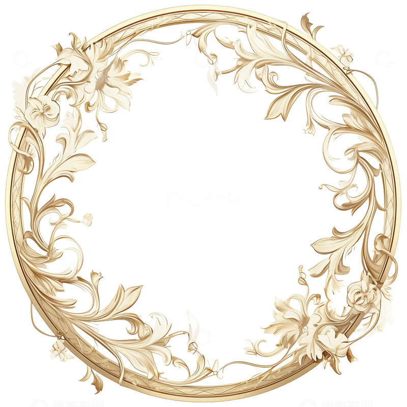 高清大图下载【趣麦麦图】金属欧式风格花环边框