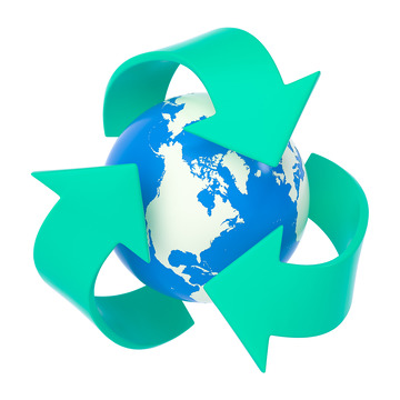 3D立体环保箭头环绕地球元素