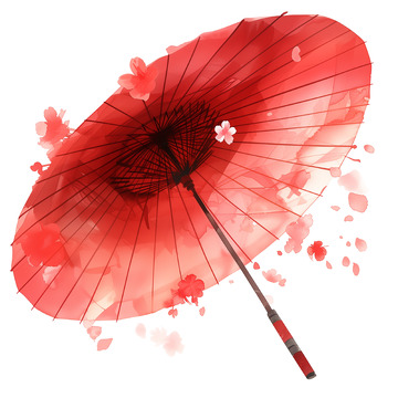 红色古风油纸伞素材