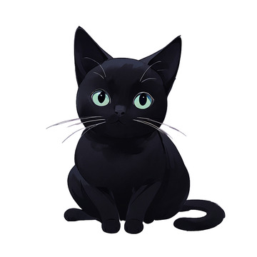 手绘风小黑猫
